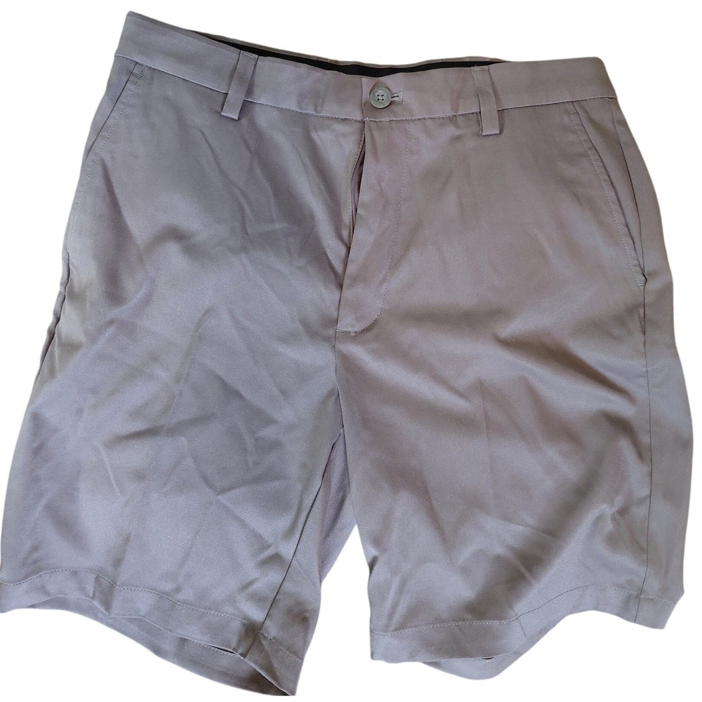 Amazon Essentials Mens Classic Fit Golf Shorts Grey Size 33 Flat Front. A283